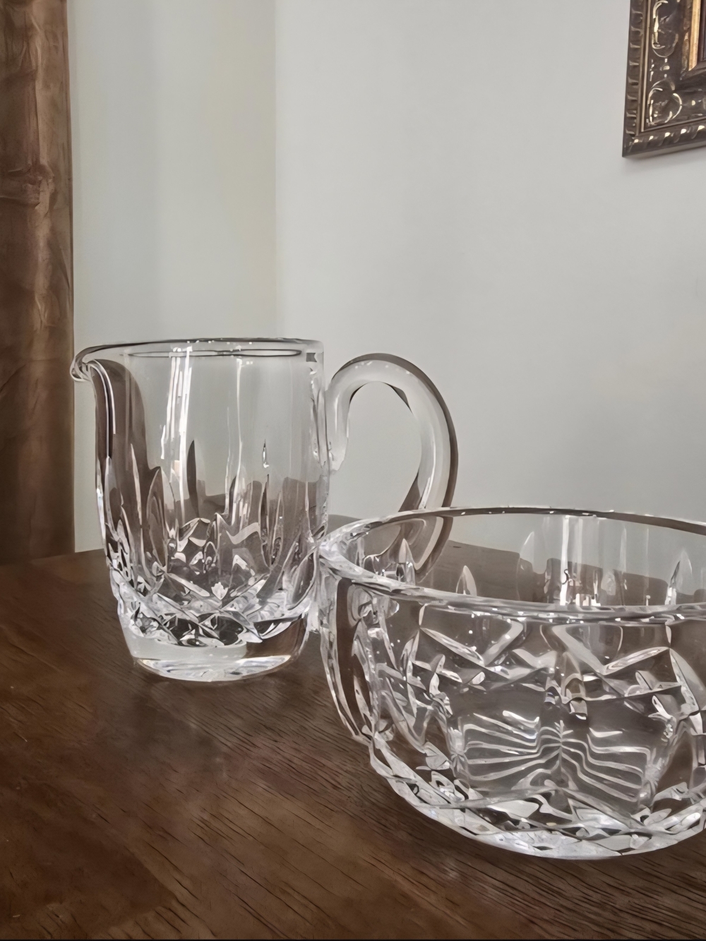 Waterford Lismore Crystal Sugar Bowl and Creamer Handmade in Ireland